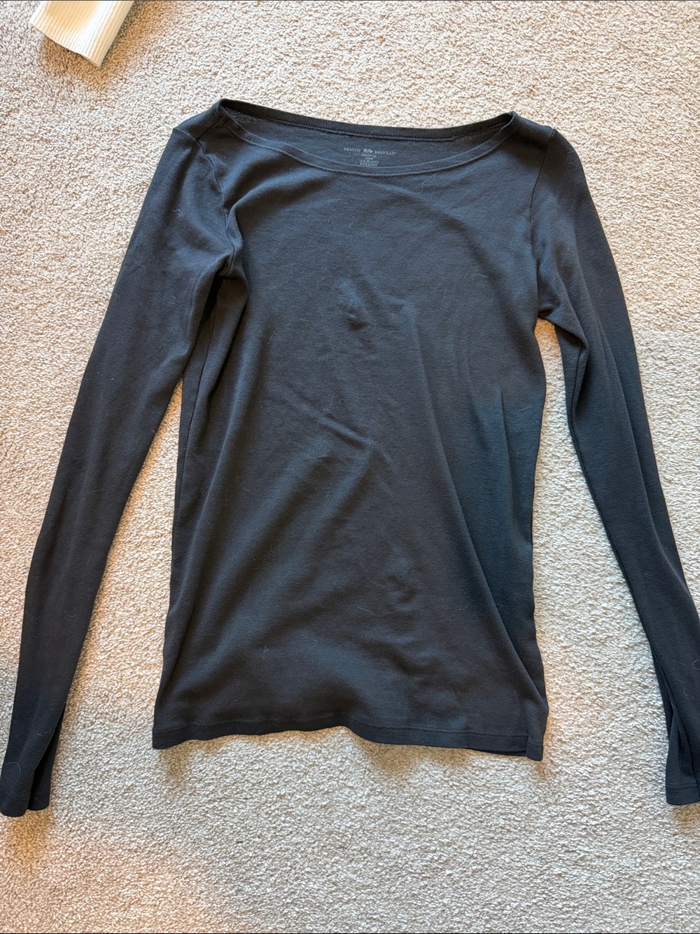 Brandy Melville Black Long-Sleeve Boatneck Top